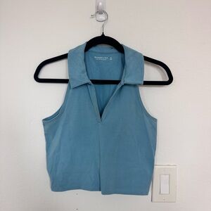 Abercrombie and Fitch Blue Collared Crop Top